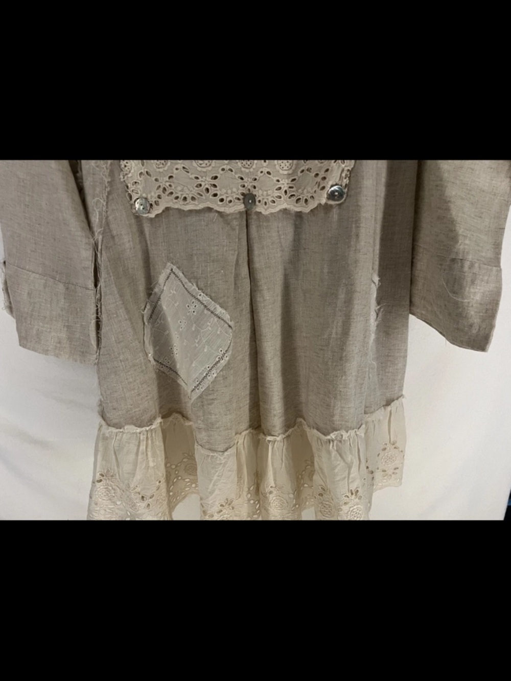 Paper Lace Women’s 100% Linen Beige Bohemian Lagenlook Button Up Jacket Size M - Picture 9 of 16